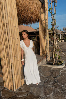 VESTIDO MIDI GASA GODETS / Blanco - Zara фото 2