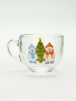 Кружка стеклянная новогодняя «Мишки в лесу», 500 мл