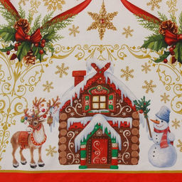 Скатерть новогодняя Этель Новогодние игрушки d=220см +/-3см с ГВМО, хл100%  фото 13