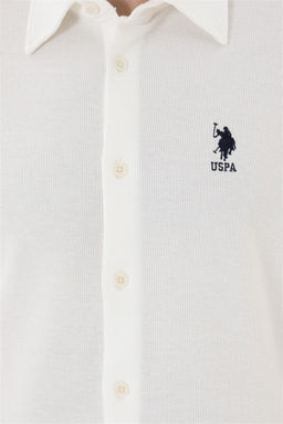 Мужская рубашка с коротким рукавом цвета экрю - U.s. polo assn фото 7