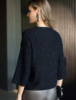 Джемпер из хлопковой пряжи с пайетками - Vilatte фото 3