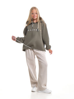 Толстовка с начесом 22-7498 хаки - Mini maxi фото 9