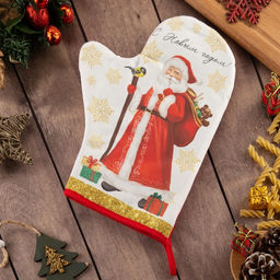 Варежка-прихватка С новым годом 20х27см, саржа, 100% х/л, ватин 250г/м2