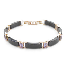 Браслет Лилу из черной керамики с Александритом покрытие под золото