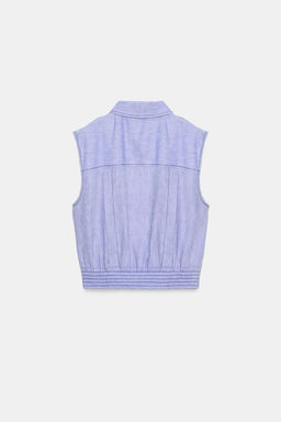 TOP PESPUNTES CON LINO / Azul claro