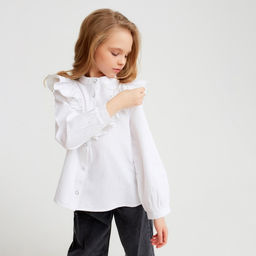 Блузка для девочки MINAKU: Cotton collection, белая, рост 134 см