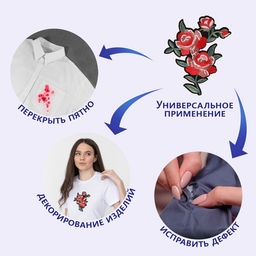 Цена за 5 шт. Термоаппликация Розы, 16.5?12 см, разноцветная