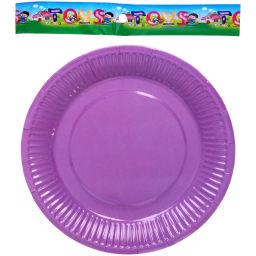 Цена за 6 шт. Тарелка бумажная 18 см в наборе 10 шт "Фиолетовая"