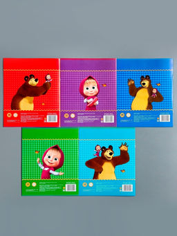 Тетрадь 12 листов, 10 штук в клетку, обложка мелованная бумага, «Маша и медведь»