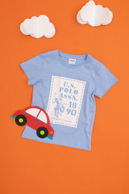 Футболка U.S. Polo Assn голубая хлопок  фото 9