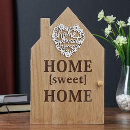 Деревянная шкатулка с полочками Цветочное сердце, 26.5?8?17 см