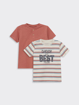 Bisiklet Yaka ?izgili Erkek Bebek Ti??rt 2li