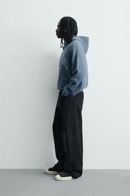 SUDADERA LAVADA TEXTO ESTAMPADO / Azulado - Zara фото 4