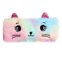 Пенал школьный меховой на молнии Calligrata «Кошечка», пушистый, с ушками, МИКС