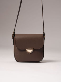 Сумка кожаная через плечо Deboro 3158 коричневый торф