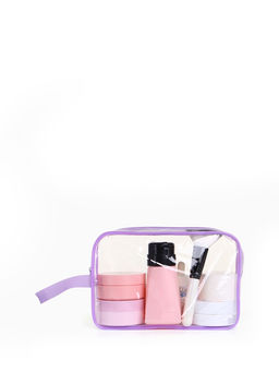 Косметичка на молнии для бассейна, с ручкой, прозрачный/сиреневый