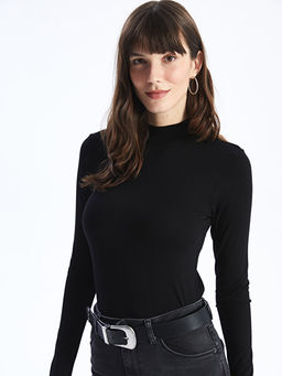 Dik Yaka D?z Uzun Kollu Kad?n Ti??rt