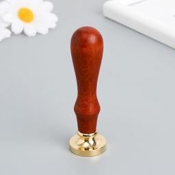 Печать для сургуча с деревянной ручкой «Дельфин и кораллы», 9×2.5×2.5 см