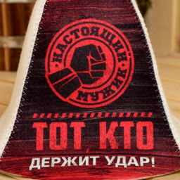 Набор для бани с принтом Настоящий мужик, 5 предметов: шапка, рукавица, портфель, мочалка, коврик