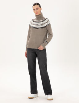 Vizon Regular Fit Y_n Kar___ml_ Bal_k__ Yaka Kazak