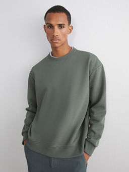 Bisiklet Yaka Uzun Kollu Erkek Kal?n Sweatshirt