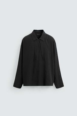 TEXTURED SEMI-SHEER POLO SHIRT - Zara фото 7