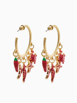 Серьги «Морской мир», микс подвесок, красные в золоте