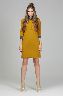 Коктейльное платье горчичный - Donna saggia фото 4