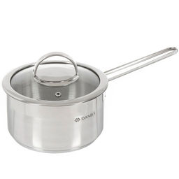 Ковш 1.8 л Daniks GS-01319-16SP Бонн, нержавеющая сталь, с крышкой, крышка стекло, индукция /DANIKS/