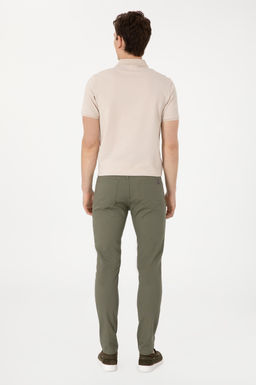 Erkek Koyu Haki Slim Fit Kanvas Pantolon