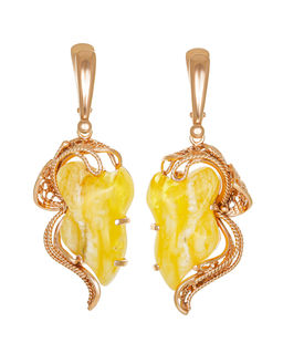 Изысканные серьги Филигрань из натурального балтийского янтаря медового цвета