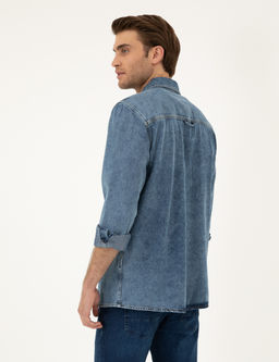 Koyu Mavi Regular Fit Uzun Kollu Jean G_mlek