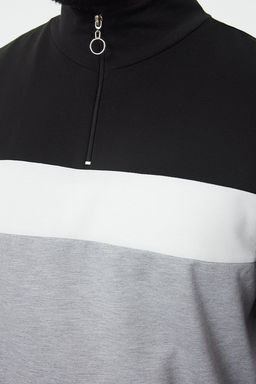 TRENDYOL MAN Buyuk Beden Gri Regular Fit Panelli Uzun Kollu Hakim Yaka Fermuarl? Sweatshirt TMNAW25AO00016 - Trendyolmilla фото 4