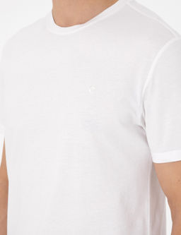 Ekru %100 Pamuk Slim Fit Bisiklet Yaka Basic Ti__rt - Pierre cardin фото 7