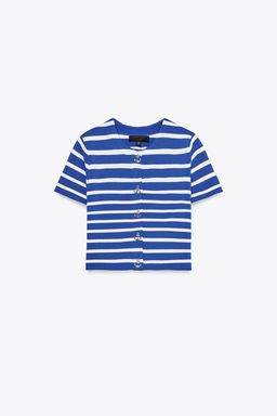 STRIPED KNIT SHORT SLEEVE CARDIGAN - Zara фото 4
