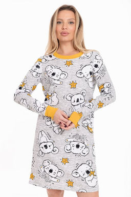 Сорочка с длинным рукавом начес М325413сж серый/желтый