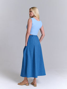 Льняная юбка с резинками по бокам лен с вискозой