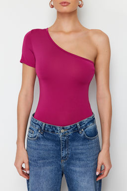 Fusya Fitted/Vucuda Oturan Asimetrik Yaka Tek Kol C?tc?tl? Esnek Orme Body TWOSS24BD00028 - Trendyolmilla фото 4