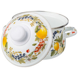 НАБОР КАСТРЮЛЬ AGNESS ЭМАЛИРОВАННЫХ СЕРИЯ ФРУКТОВАЯ КОРЗИНА, 6ПР. 1,5/2,8/3,6Л,16Х10/20Х12/22Х13СМ  фото 3