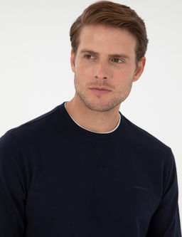 Lacivert Regular Fit Bisiklet Yaka Basic Sweatshirt - Pierre cardin фото 2