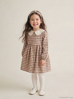 Bebe Yaka Ekose K?z ?ocuk Elbise