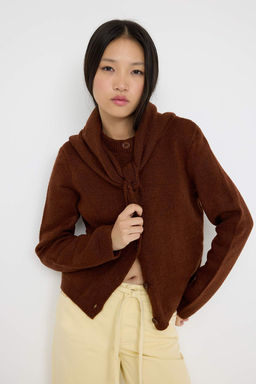 Teen Kahverengi Yumusak Dokulu Genis Kal?p Ekstra Sall? Triko H?rka TWOAW26HI00135