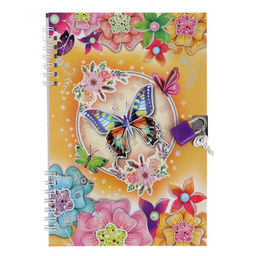 Записная книжка подарочная на замочке, А5, 50 листов, линия, Цветочки/ Бабочки, МИКС - Calligrata фото 2