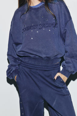 FADED SWEATSHIRT WITH STUDS - Zara фото 3