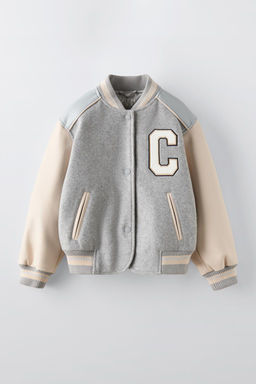CONTRAST VARSITY BOMBER JACKET