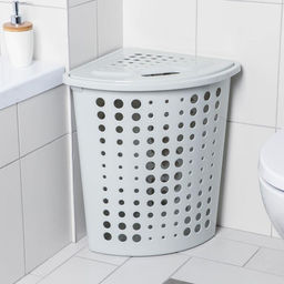 Корзина для белья "Молетта" угловая 45л с крышкой светло-серая С705СЕР