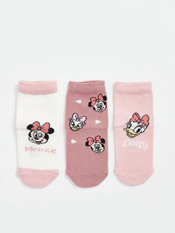 Minnie Mouse Bask?l? K?z Bebek Soket ?orap 3l?