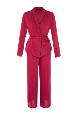 Trendyolmilla Bej Kusakl? Biye Detayl? Kruvaze Viskon Hamile Dokuma Pijama Tak?m? THMAW22PT1109  фото 29