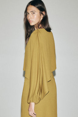 Vestido drapeado con capa decorativa - H&m фото 2