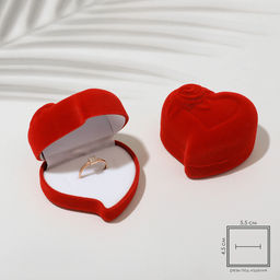 Футляр под кольцо, серьги Сердце, роза, бархатный, 6?6 см, красный